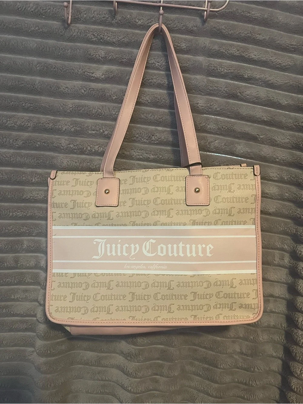 Juicy Couture Beige and Pink Logo Tote